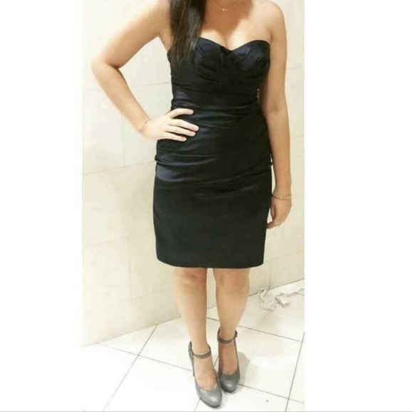 Navy blue bandeau short dress - Picture 2 of 3